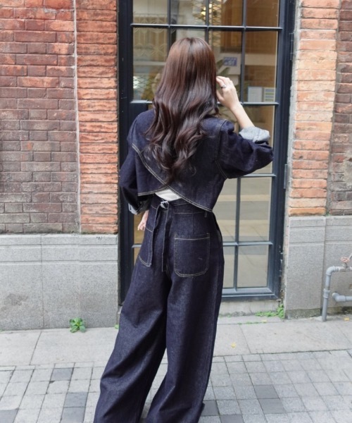 セットアップ 「SETUP」バックデザイン タックワイドデニムセットアップ レディース | unnu | 08