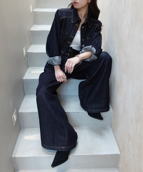 セットアップ 「SETUP」バックデザイン タックワイドデニムセットアップ レディース | unnu | 11