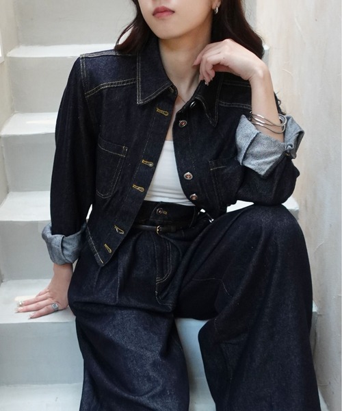 セットアップ 「SETUP」バックデザイン タックワイドデニムセットアップ レディース | unnu | 10