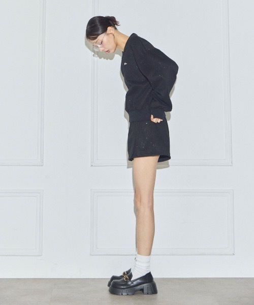 Lallana（ララーナ） トレーナー スウェット Lame coco v-neck