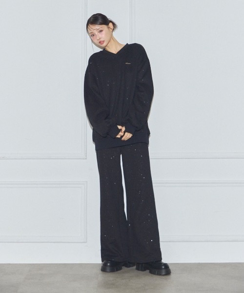 Lallana（ララーナ） トレーナー スウェット Lame coco v-neck