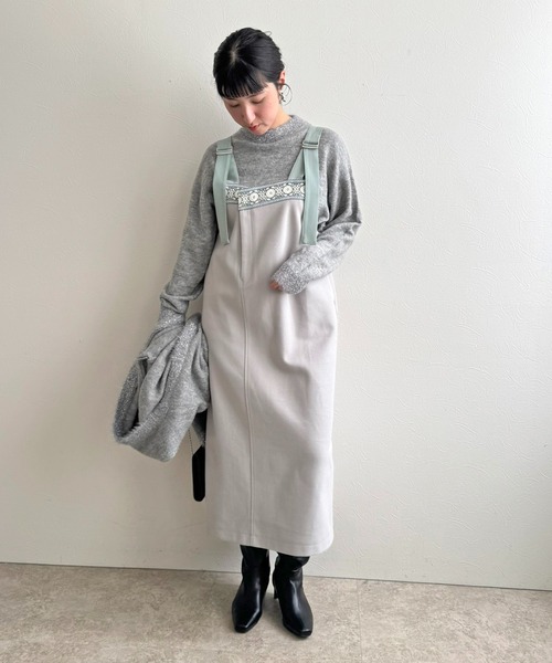 定価79,200円　美品　ADORE メルトンジレ フード　ジャンパースカート ABITOKYO（アビトーキョー） ジャンパースカート ミックス調ニット