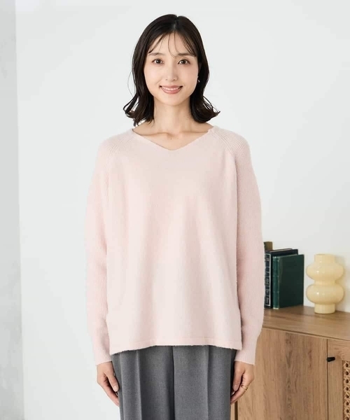ニット セーター ラメVネックチュニックニット レディース