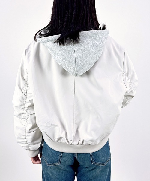 CLOTHY ma1 ma-1 「フーディ重ね着風デザインで抜け感」スウェット