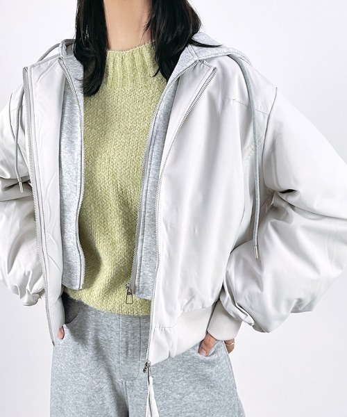 CLOTHY ma1 ma-1 「フーディ重ね着風デザインで抜け感」スウェット