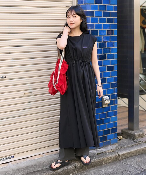 「FREAK'S STORE」 「THOUSAND MILE」ノースリーブワンピース フリ- ブラック レディース_画像2