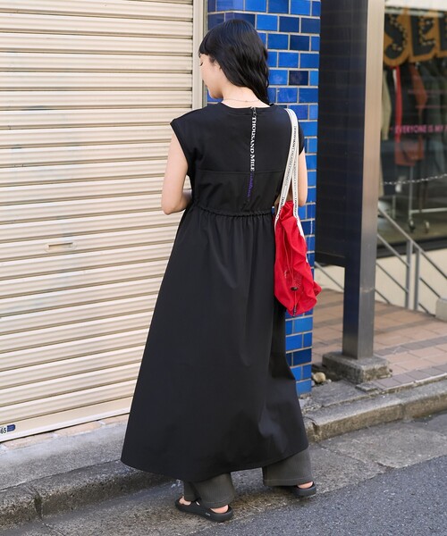 「FREAK'S STORE」 「THOUSAND MILE」ノースリーブワンピース フリ- ブラック レディース_画像4