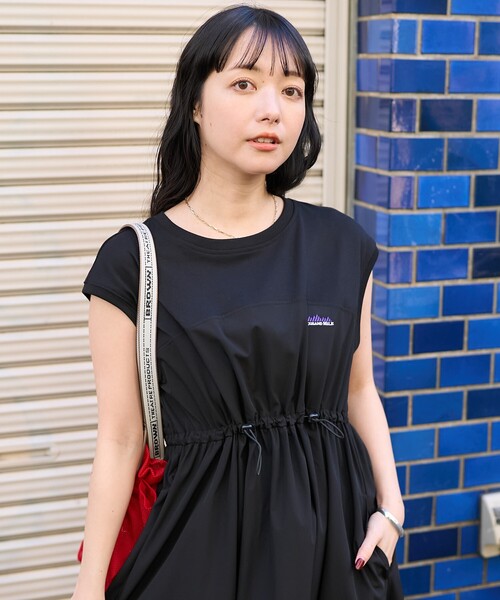 「FREAK'S STORE」 「THOUSAND MILE」ノースリーブワンピース フリ- ブラック レディース_画像5