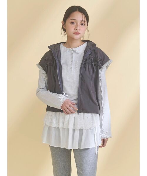 merry jenny（メリージェニー） ベスト ジレ frill nylon jacket