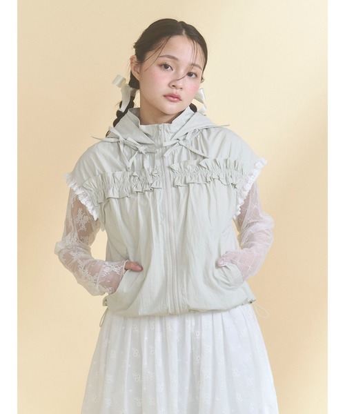 merry jenny（メリージェニー） ベスト ジレ frill nylon jacket