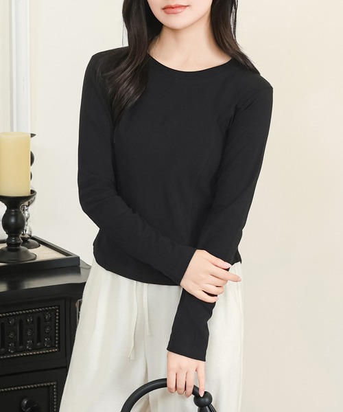 DAYRA tシャツ ラウンドネック シーム タイト 長袖 カットソー