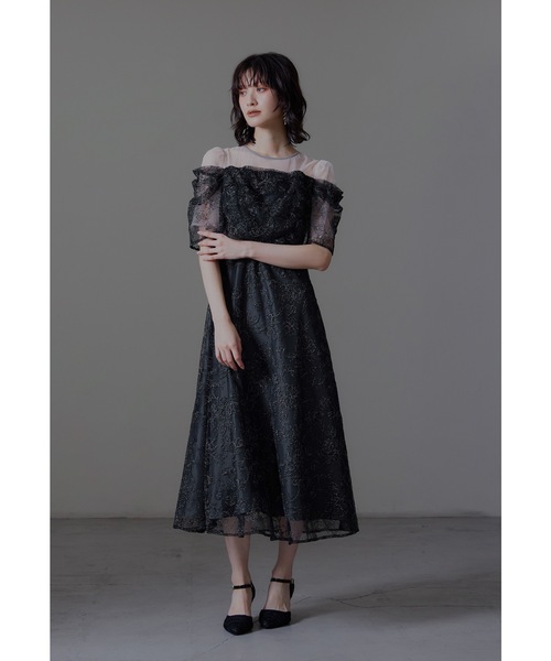 niana（ニアナ） ドレス ラメレースドレープフレアドレス パーティー