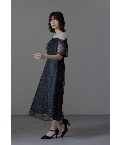 niana（ニアナ） ドレス ラメレースドレープフレアドレス パーティー