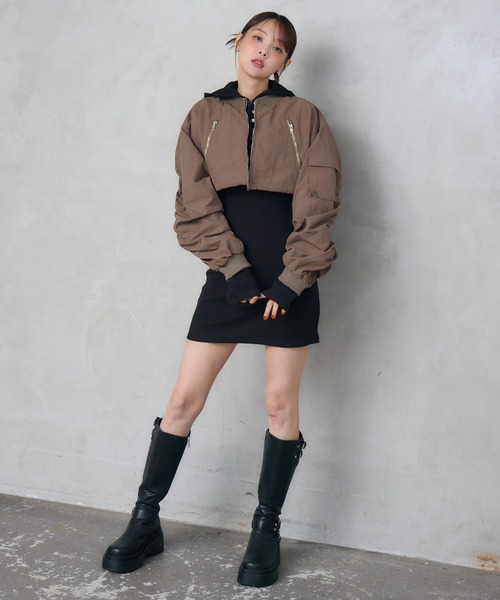 「ENVYM」 ナイロンブルゾン FREE ブラック レディース_画像3