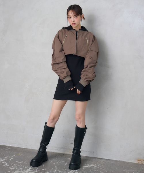 「ENVYM」 ナイロンブルゾン FREE ブラック レディース_画像4