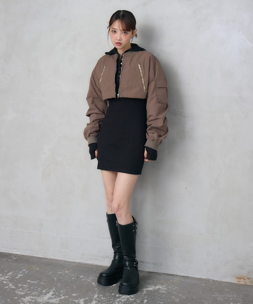 「ENVYM」 ナイロンブルゾン FREE ブラック レディース_画像5