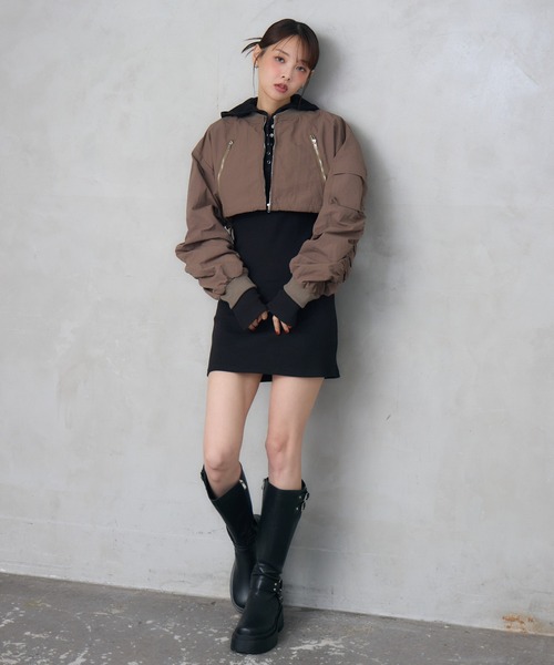 「ENVYM」 ナイロンブルゾン FREE ブラック レディース_画像6