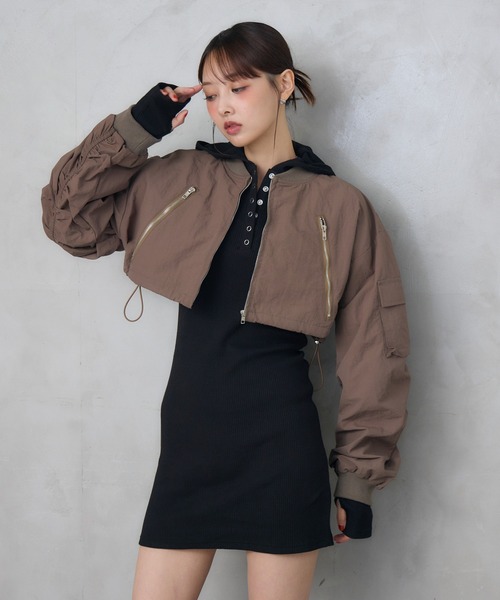 「ENVYM」 ナイロンブルゾン FREE ブラック レディース_画像7