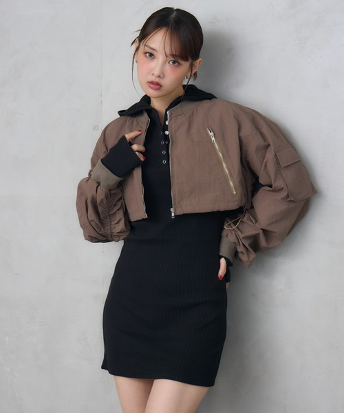 「ENVYM」 ナイロンブルゾン FREE ブラック レディース_画像8