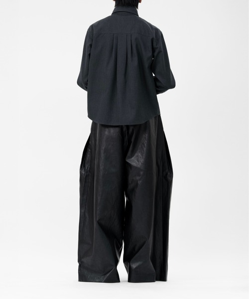 LAPIIS パンツ VEGAN LEATHER EXTRA WIDE 4TUCK TROUSERS メンズ