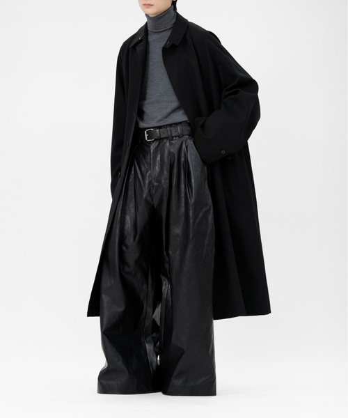 【激レア】JINMENUSAGI フーディ 黒 LAPIIS パンツ VEGAN LEATHER EXTRA WIDE 4TUCK TROUSERS メンズ