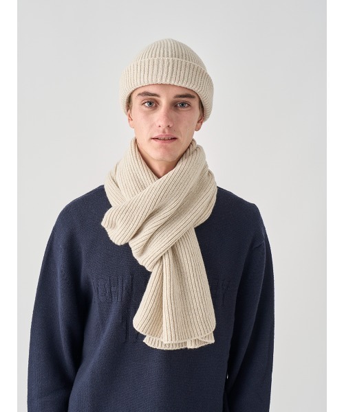 【未使用タグ付】JOHN SMEDLEY カシミヤ混 ケーブル編み マフラー 黒 JOHN SMEDLEY（ジョンスメドレー） マフラー 「Eco Cashmere」カシミヤ