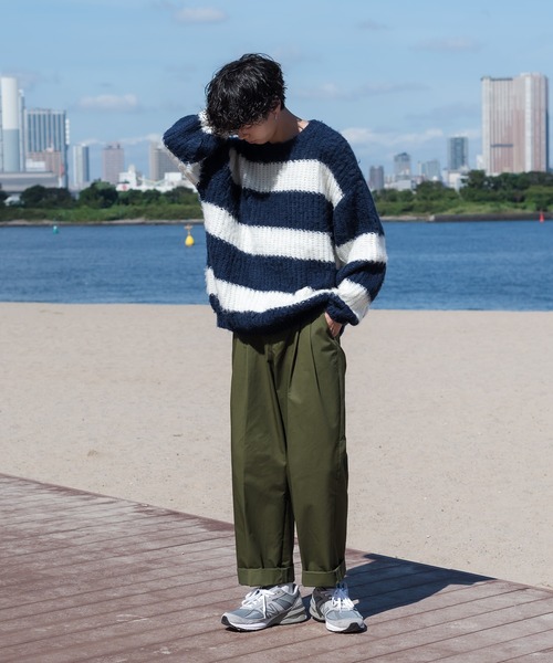 「ONCILY」 長袖ニット LARGE 杢グレー メンズ_画像2