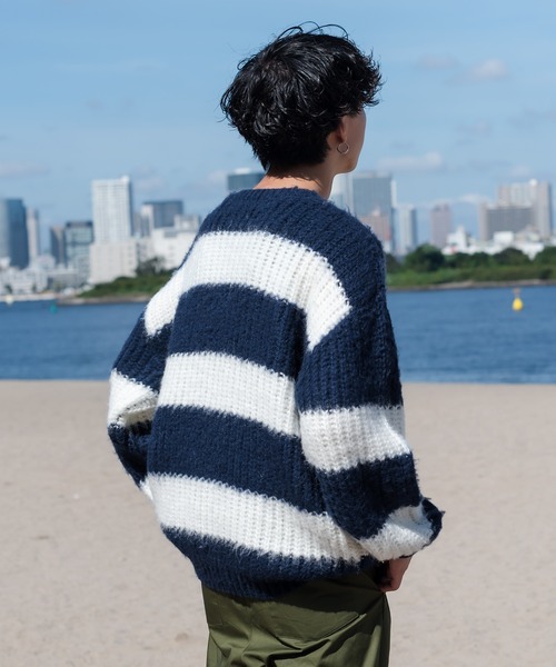 「ONCILY」 長袖ニット LARGE 杢グレー メンズ_画像6