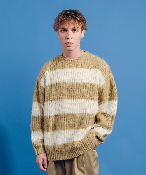 「ONCILY」 長袖ニット LARGE 杢グレー メンズ_画像8