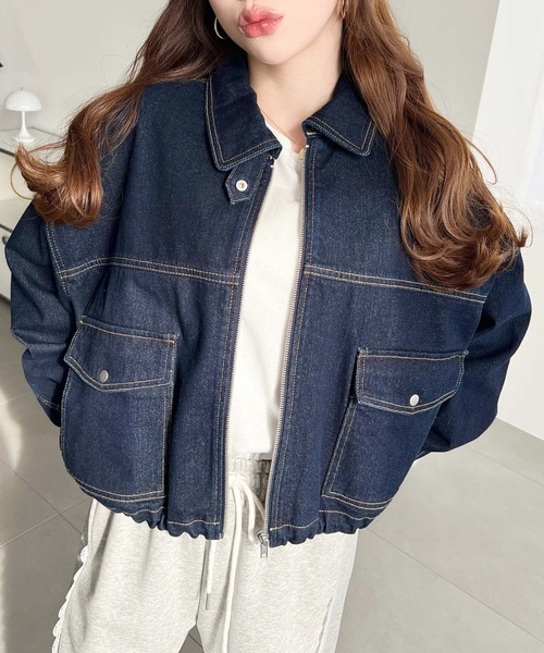 美品　 Gジャン　デニム　ジャケット　モラビト　ブラン　短丈 シルク　混 moment+ デニムジャケット gジャン ヘビーウエイトデニムショート