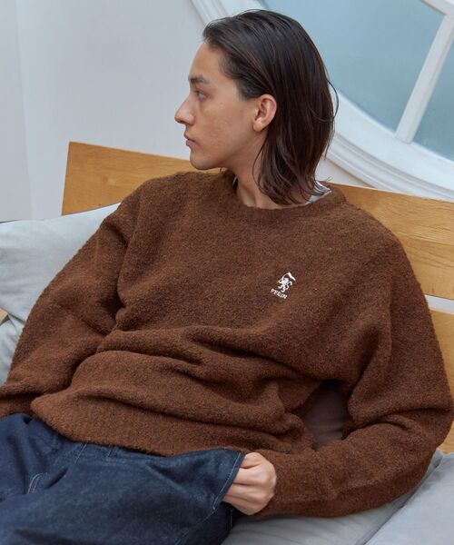 「FFEIN」 長袖ニット MEDIUM ネイビー メンズ_画像4