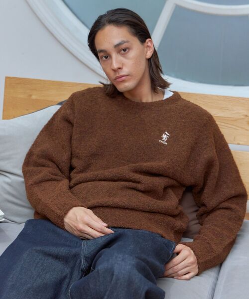 「FFEIN」 長袖ニット MEDIUM ネイビー メンズ_画像5
