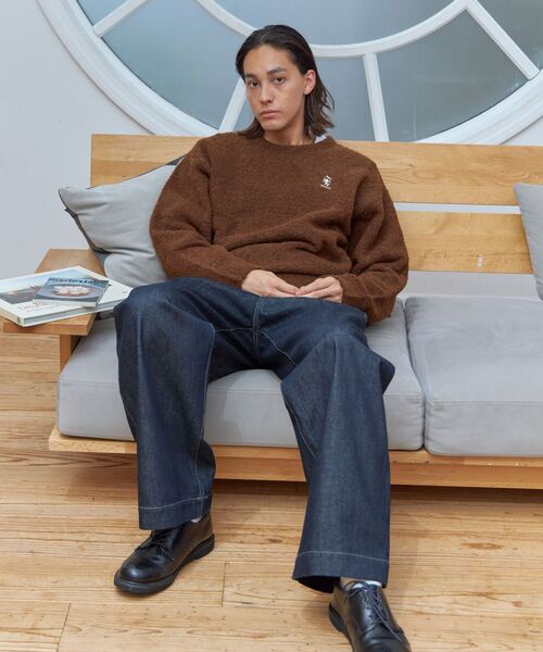 「FFEIN」 長袖ニット MEDIUM ネイビー メンズ_画像6