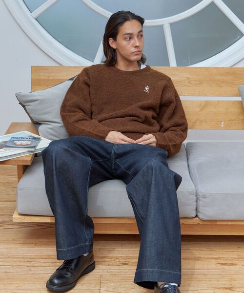 「FFEIN」 長袖ニット MEDIUM ネイビー メンズ_画像7