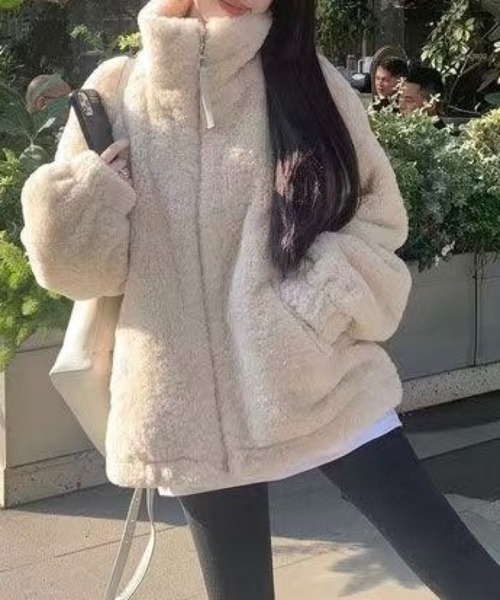 SHOUYO ブルゾン アウター ふわもこスタンドネックボアジャケット