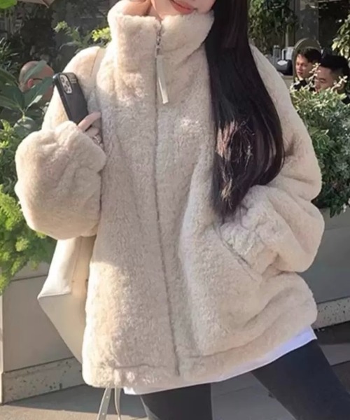 SHOUYO ブルゾン アウター ふわもこスタンドネックボアジャケット