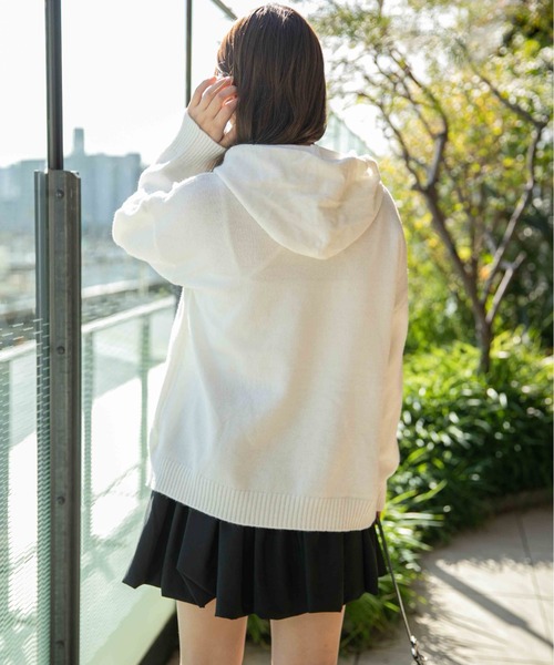 ニット セーター 「ロゴ×フードデザイン」ゆるニットフーディー 冬