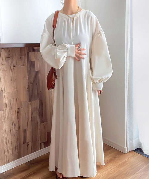 「JUNOAH」 長袖ワンピース MEDIUM グリーン系その他 レディース_画像2