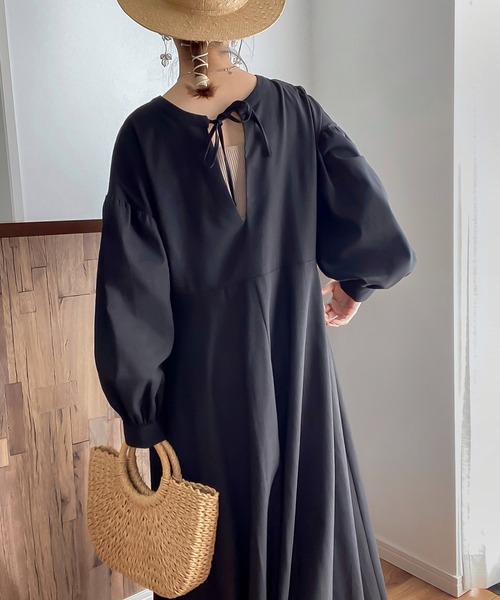 「JUNOAH」 長袖ワンピース MEDIUM グリーン系その他 レディース_画像7