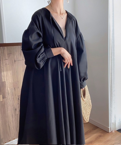 「JUNOAH」 長袖ワンピース MEDIUM グリーン系その他 レディース_画像8