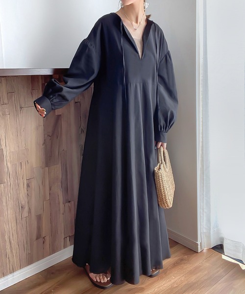 「JUNOAH」 長袖ワンピース MEDIUM グリーン系その他 レディース_画像9