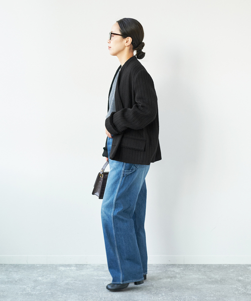 「Plage」 ノーカラージャケット 36 ブラック レディース_画像6