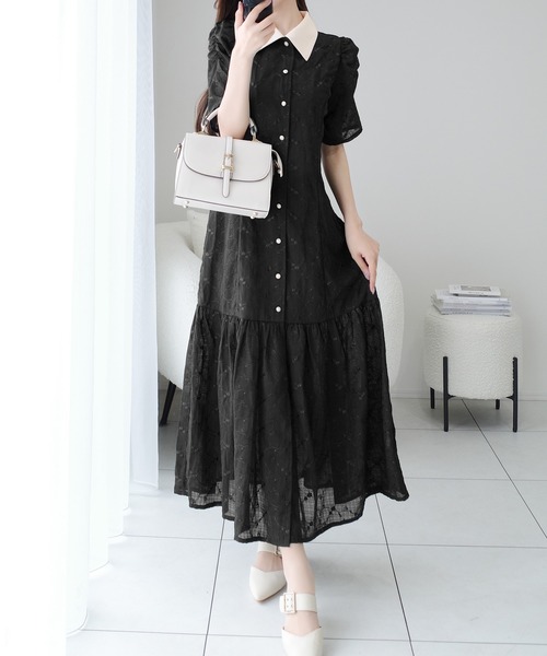 「mily bilet」 半袖ワンピース X-LARGE ネイビー レディース_画像9