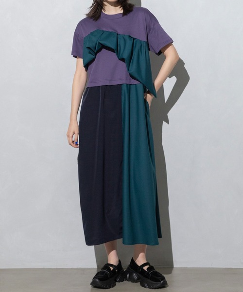 「MARECHAL TERRE」 半袖ワンピース MEDIUM カーキ レディース_画像2