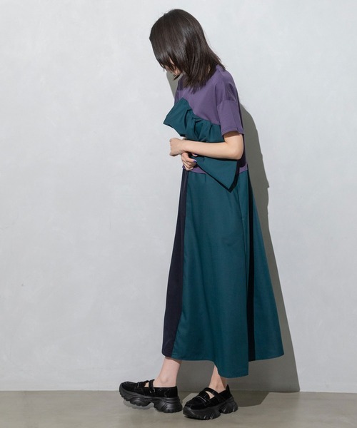 「MARECHAL TERRE」 半袖ワンピース MEDIUM カーキ レディース_画像4