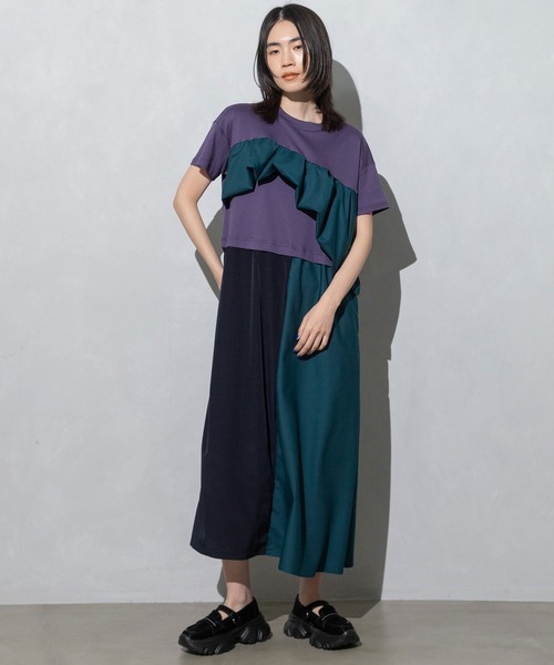 「MARECHAL TERRE」 半袖ワンピース MEDIUM カーキ レディース_画像6