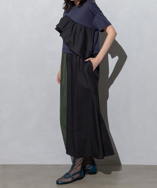 「MARECHAL TERRE」 半袖ワンピース MEDIUM カーキ レディース_画像7