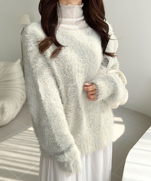 「mily bilet」 ニットカーディガン X-LARGE アイボリー レディース_画像6