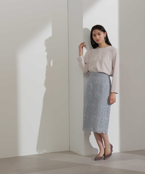 「NATURAL BEAUTY BASIC」 長袖ブラウス MEDIUM ネイビー レディース_画像3