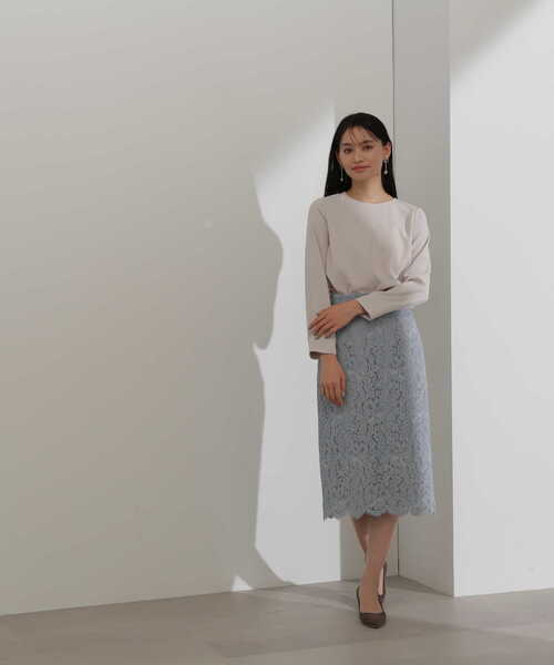 「NATURAL BEAUTY BASIC」 長袖ブラウス MEDIUM ネイビー レディース_画像5